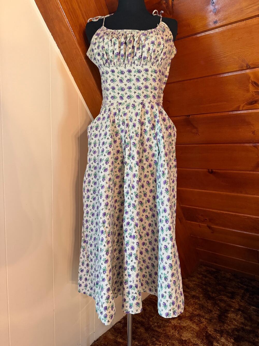 Vintage 40s 50s Kay Windsor Midi Floral Cottagecore Sundress Set sz M